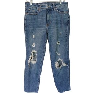 Old Navy High Rise O.G. Straight Distressed Medium Wash Jeans Size 10 Petite